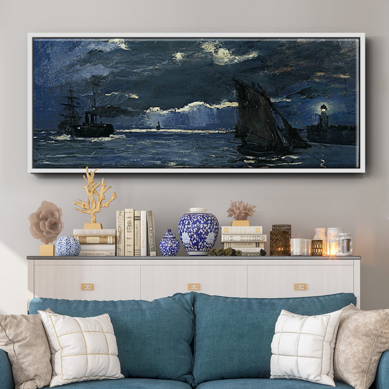 Seascape Night Effect- Framed Canvas