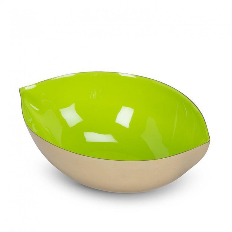 Lime Shaped Enamel Bowl, Gold,Green