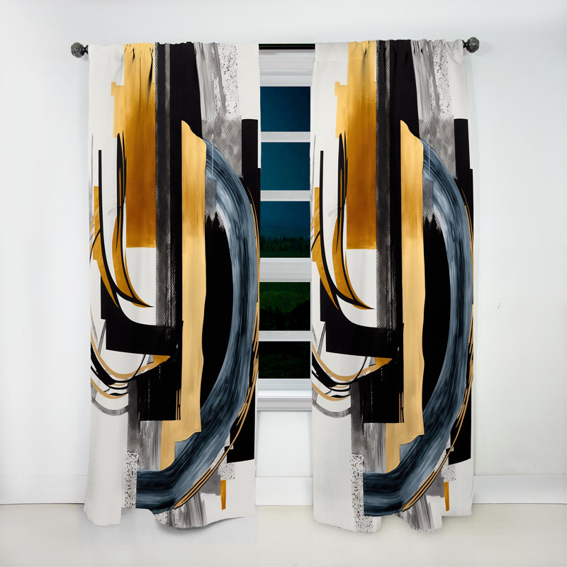 Glam Gold And Black Expression II - Abstract Blackout Curtain - 1 Panel, 52" W x 84" L