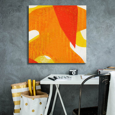 Toile épique «Orange Starburst 4» par Laura Gibson, 26 po x 26 po