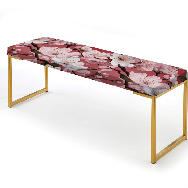 Banc floral rembourré or, Pink Sakura Blossoms Floral