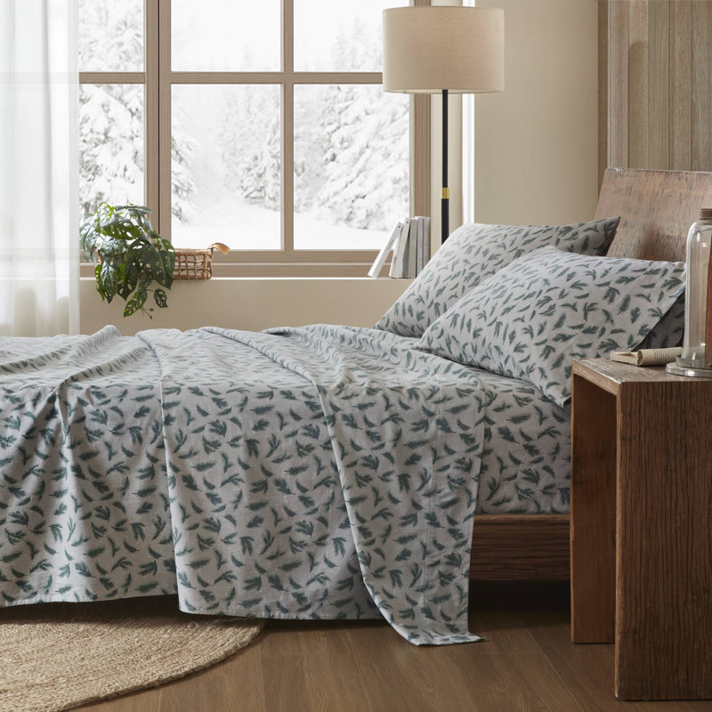 Ensemble de draps en flanelle 100% coton, Ensemble de draps pour très grand lit avec 2 taie
