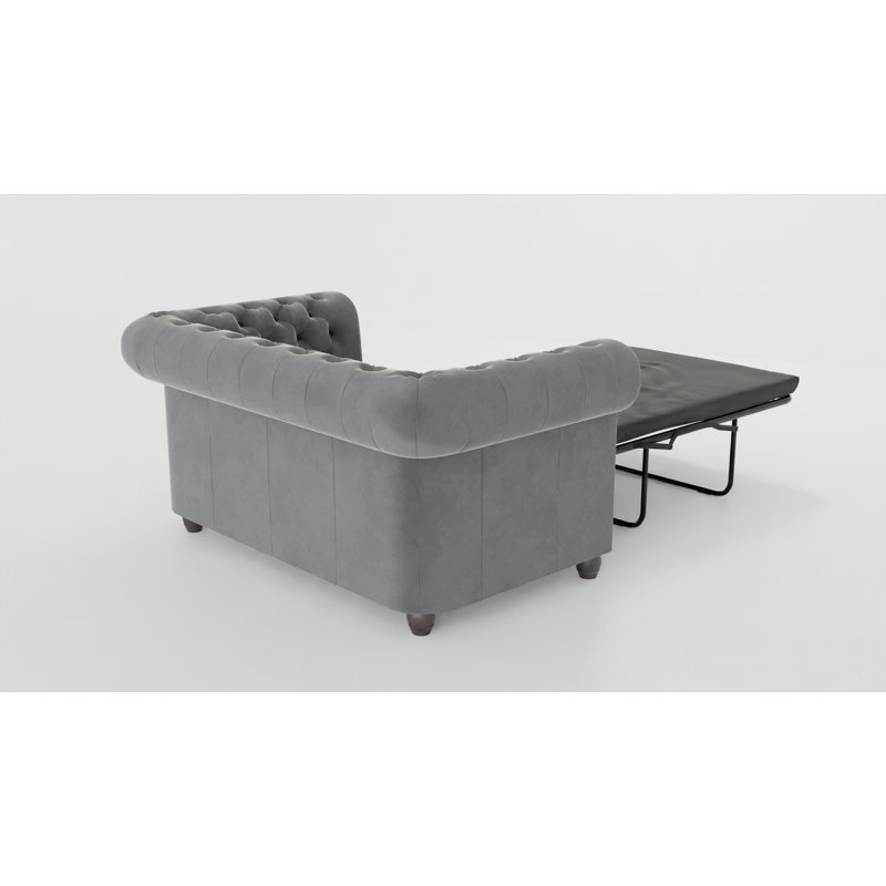 Chesterfield Hanna Sofa Set with Sleeping Function 3+2+1 Made of Velvet Fabric with Solid Wood Legs, Grey
