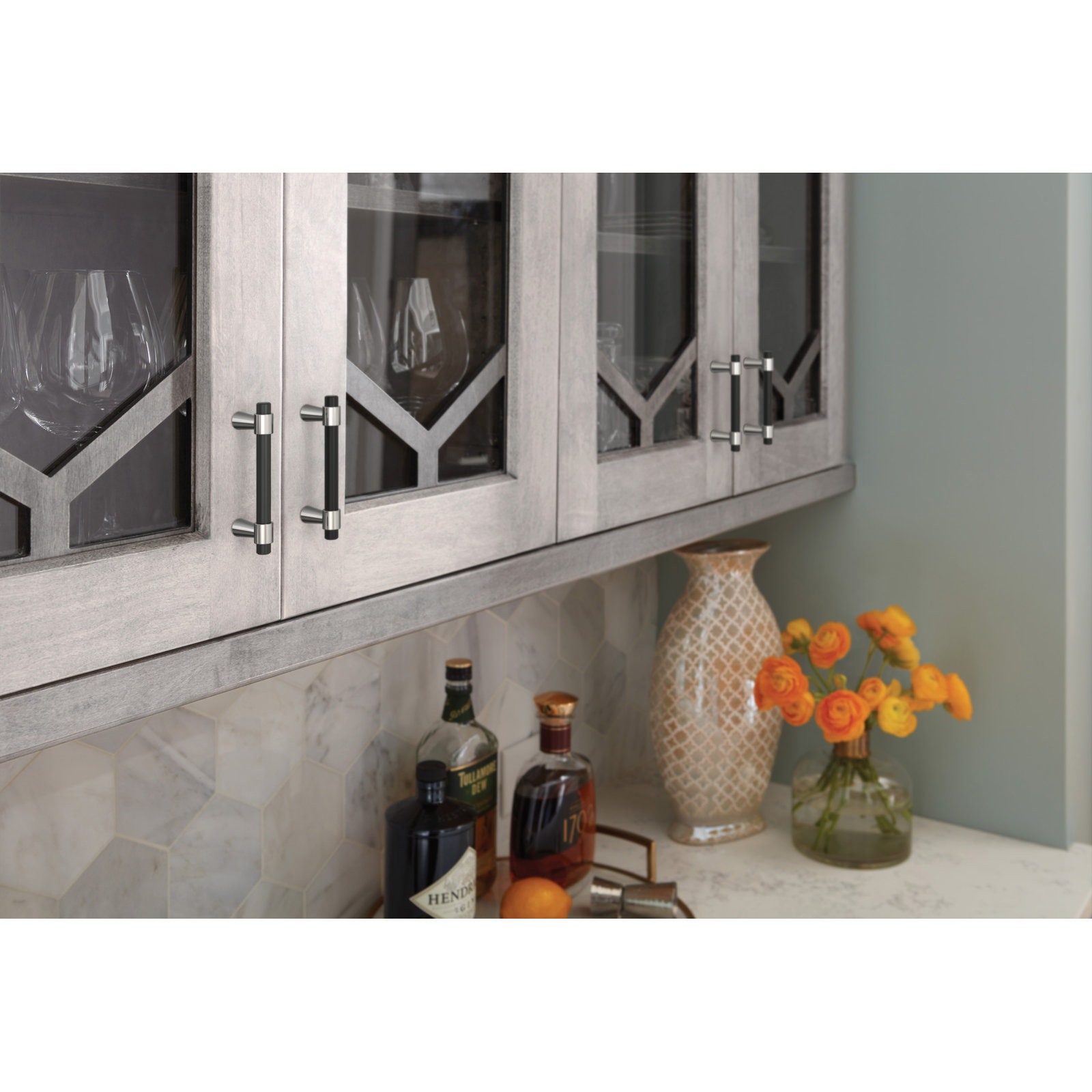Mergence Bar Pull, 3", Matte Black/Polished Chrome