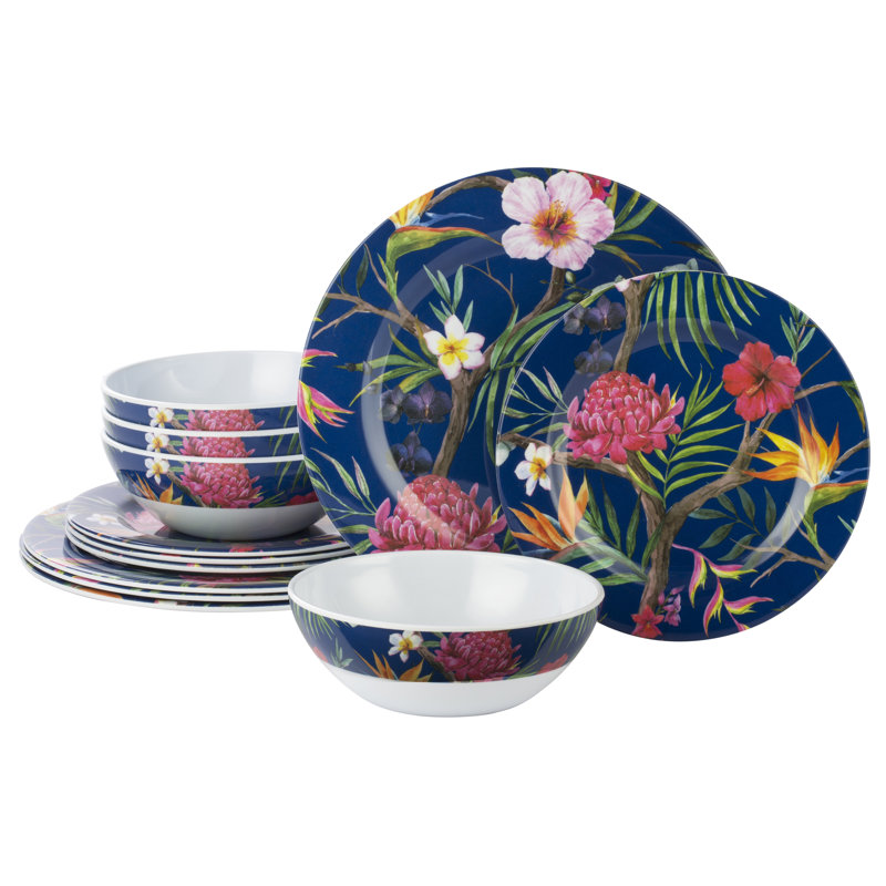 12pc Tropical Melamine Dinner Set