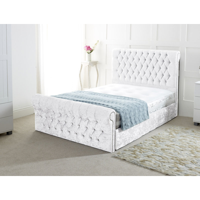 Brandi Upholstered Bed, Double (4'6), White