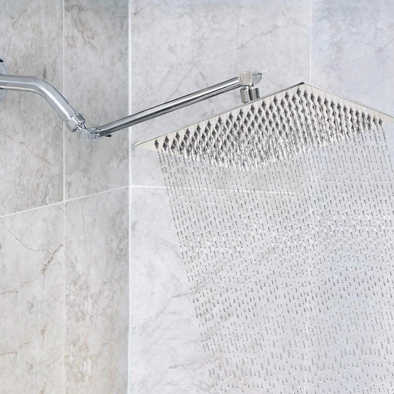 10" Square Rainfall Shower Head - Stainless Steel, Modern Design Steel Showerhead Optimal Performance, Stainless Steel