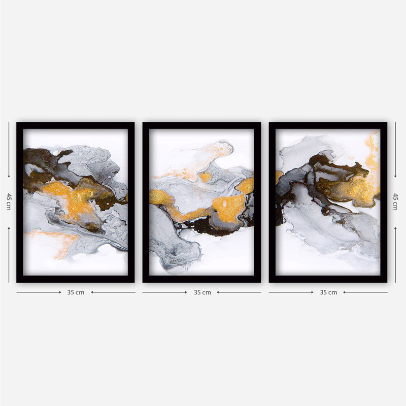 3 Piece Single Picture Frame Painting on Wood