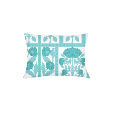 Teal Blossom Field Linen Pillow 14x20 Cover Only