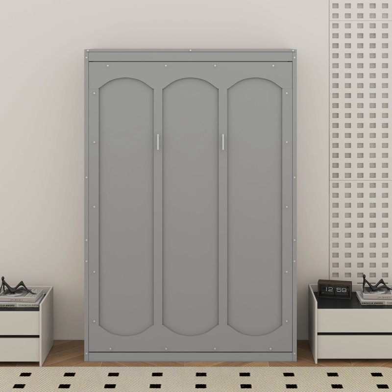 Lit escamotable mural avec tablettes Murphy, Gris, Grand