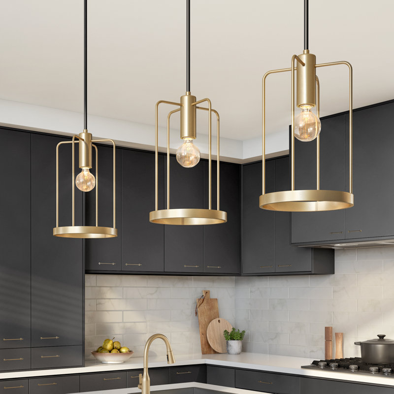 Luminaire suspendu cylindrique 1 lumière, Brume dorée