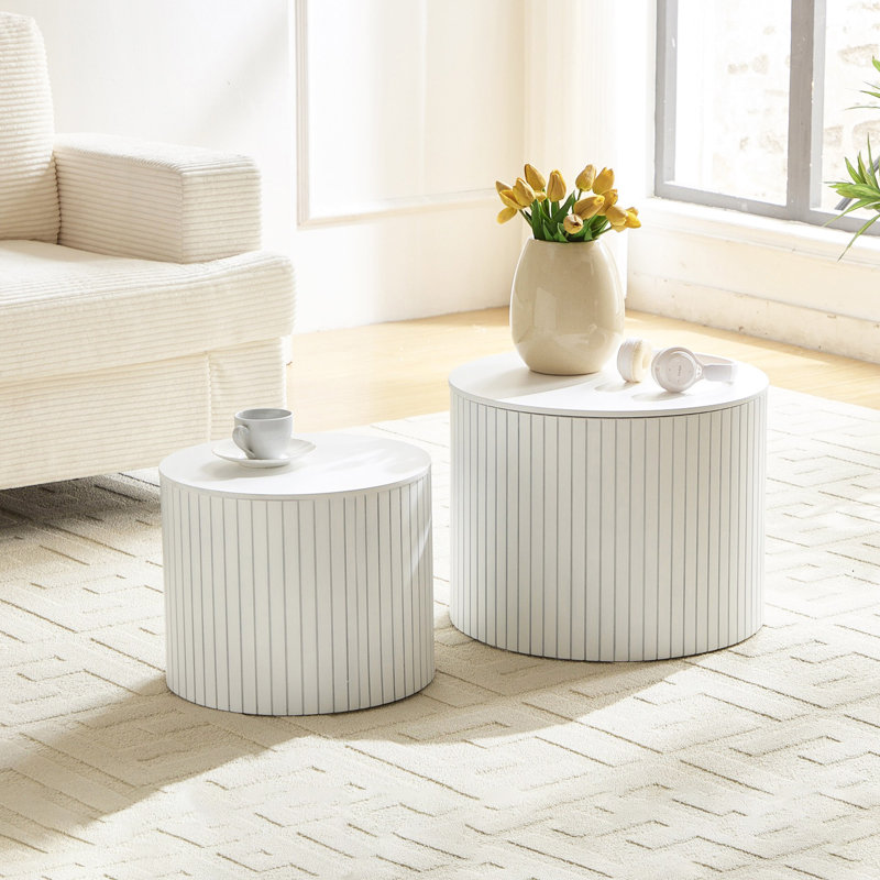 2-Pieces Nesting Coffee Table Set, White