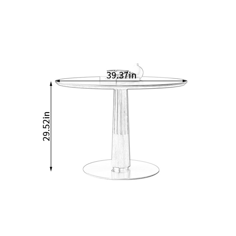Table de salle à manger ronde moderne, simple et exquise, Noir, noir, noir, noir, H 29,52 po x L 39,37 po x l 39,37 po