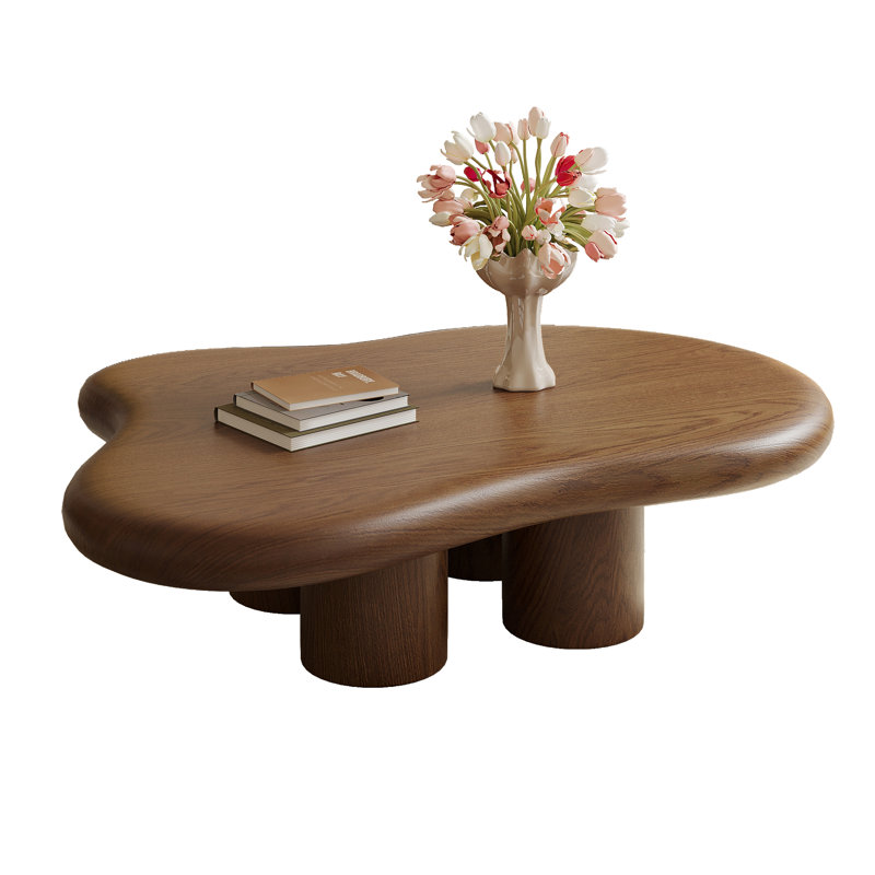 Mid-Fentury 48" Solid Wood Coffee Table for Livingroom,Cloud Design, Four Legs Free Form