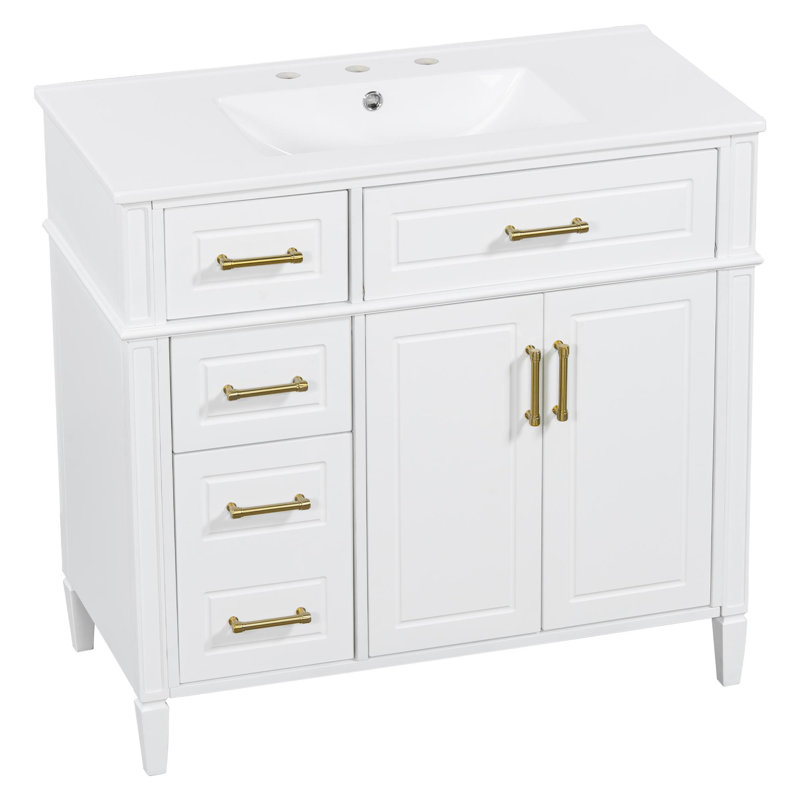 Meuble-lavabo de salle de bain avec lavabo, Blanc