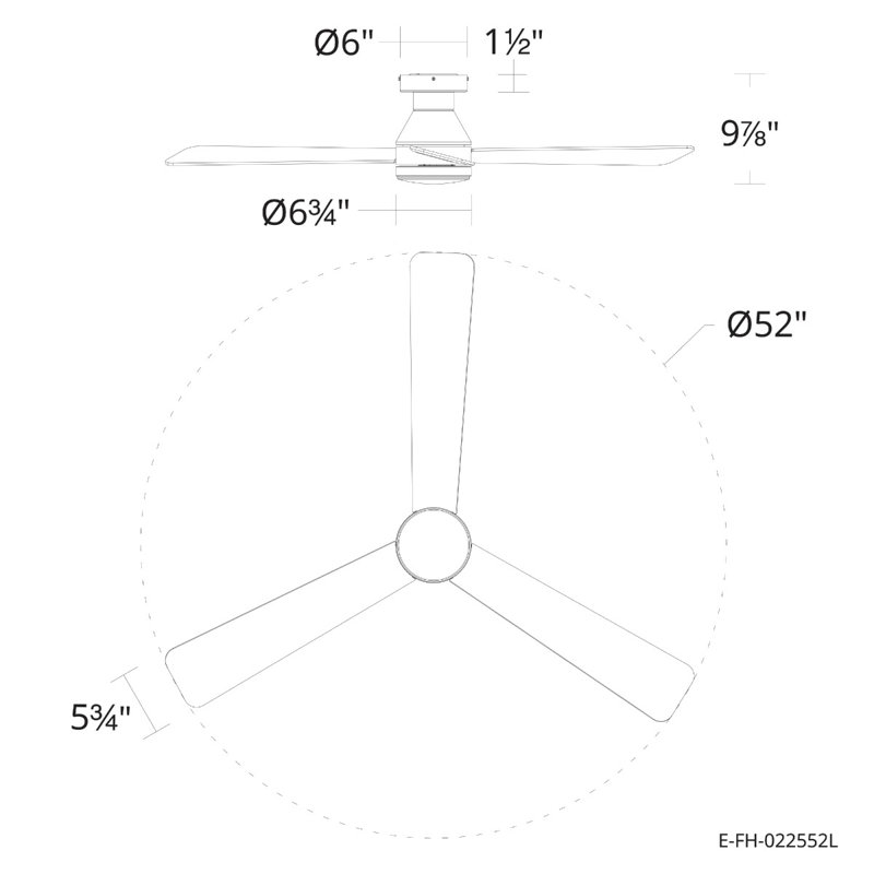 Aero 52in 3-Blade Smart Flush Mount Fan 2700K-6000K CCT Tunable Range LED Light Kit with Remote Control and Black Hardware with Reversible Blades Weathered Wood or Black Works With iOS or Android App