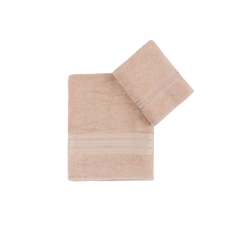 Ensemble de serviettes 2 pièces 100% coton Dora, Cappuccino