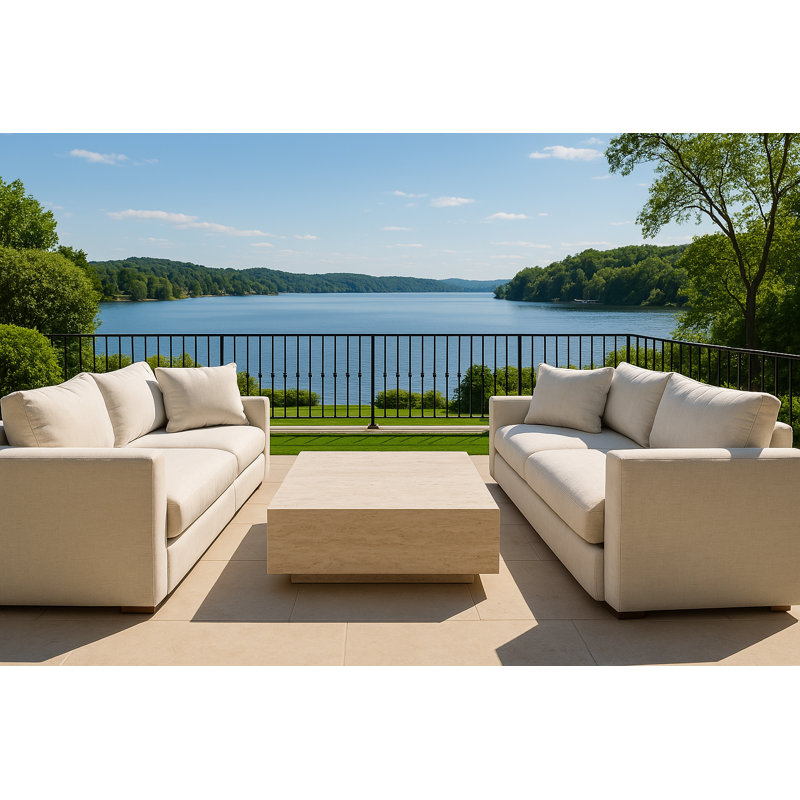 Très grande table basse véritable / véritable intérieur en pierre véritable de 54 po Travertine