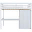 Lit mezzanine double pleine grandeur avec garde-robe, bureau et tiroirs intégrés pour améliorer le système de rangement de la chambre à coucher-130155969