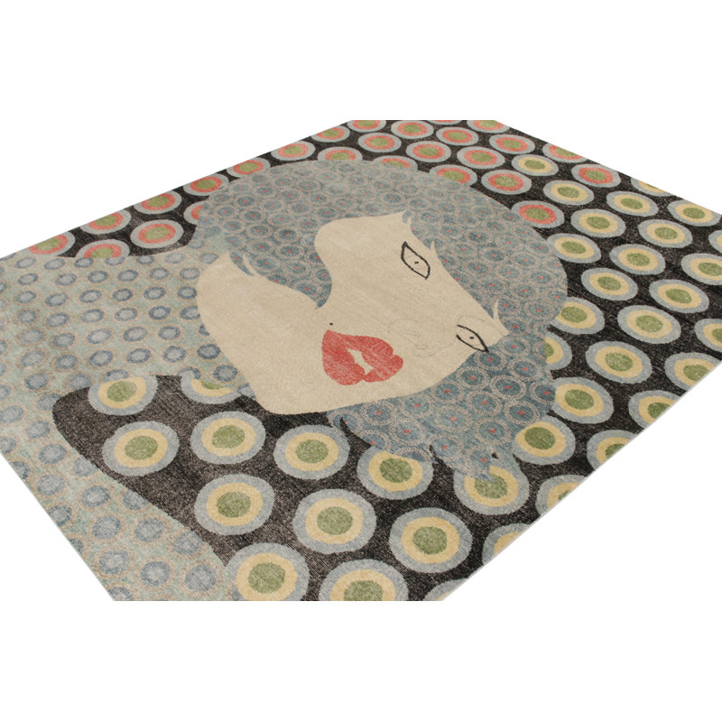 Distressed Homage Hand Knotted Wool Animal Print Area Rug, Runner 3' x 10'