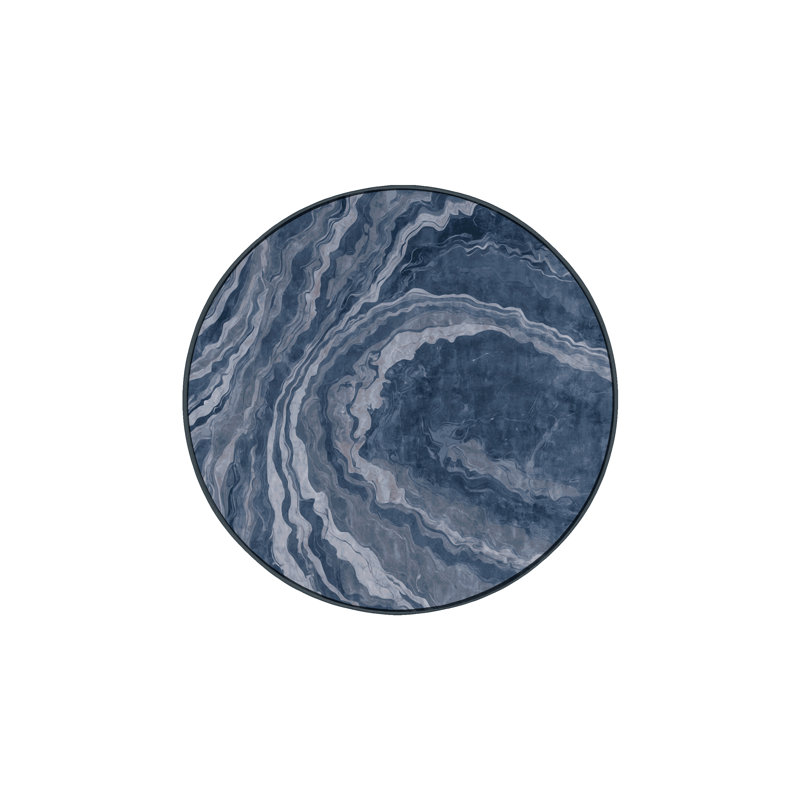 Machine Washable Gray Area Rug, Round 8'
