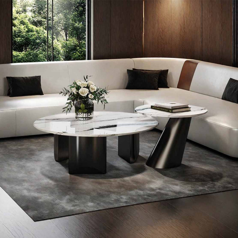 Table basse simple en pierre micro-cristalline, H 15,4 po x L 35,4 po x l 35,4 po