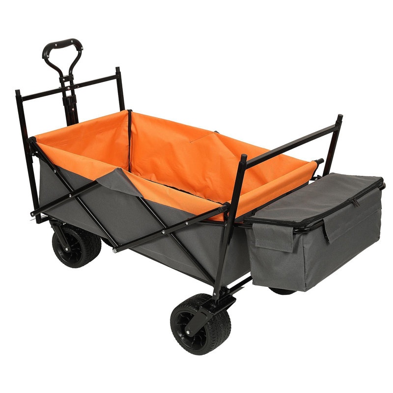 Chariot pliable de 480 lb avec auvent, poussette de chariot avec roues tout-terrain de 7 po, chariot pliable léger, grande capacité pour le camping, le magasinage, les sports et le jardin, orange avec moustiquaire