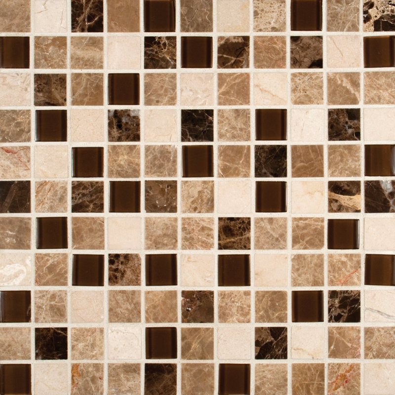Castano Oro 12 in. x 12 in. Glass Stone Blend Mosaic Wall Tile