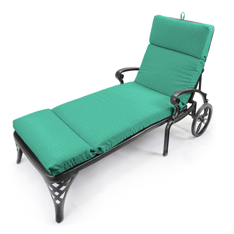 72" x 21" Federal Solid Outdoor Chaise Lounge Cushion with Ties and Loop, Teal