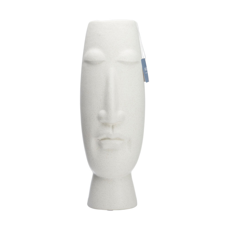 Ceramic Face Table Vase, White