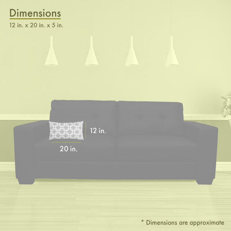 Coussin extérieur Roysum, gris, 12 po x 20 po, Rectangulaire