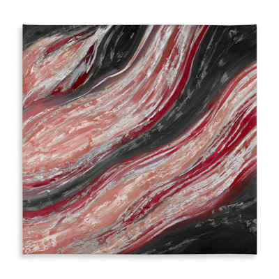 Red Wave Shapes Livingroom Tablecloth | Indoor/Outdoor Decor