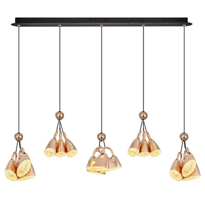 Elegant Rose Gold Chandelier, 35W LED, 35.4 x 47.2 x 4.7 inches | Durable Metal Body with Acrylic Cap | 3500 Lumens, 3000K Warm Light | Perfect for Dining Room, Living Room & Entryway, Modern Design