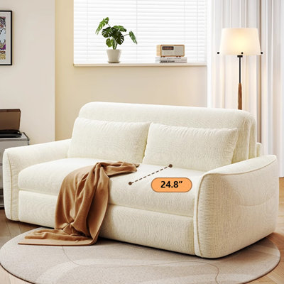 Modern Style 3-In-1 Loveseat Convertible Sleeper Sofa Bed With Adjustable Backrest Pull Out Couch Sofa Bed With 2 Pollows
