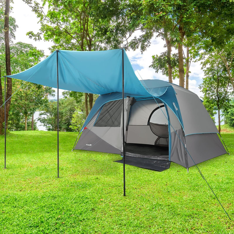 Tente de camping 12 pi (L) x 8 pi (H) x 72 po (H) avec rainfly, tente de camping facile à installer pour 4 à 6 personnes