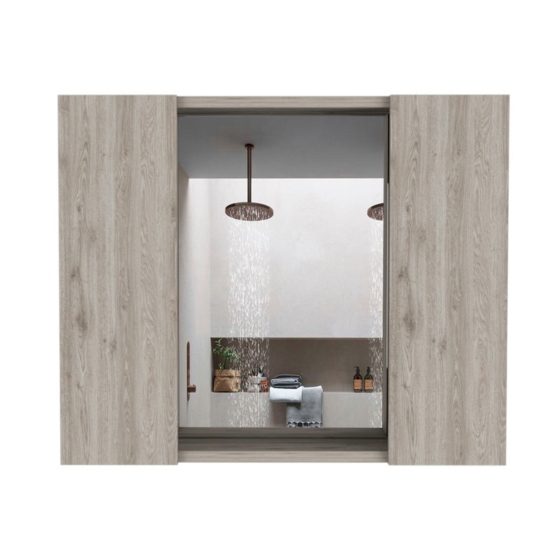 Wengue 1-Drawer Medicine Cabinet, Light Gray