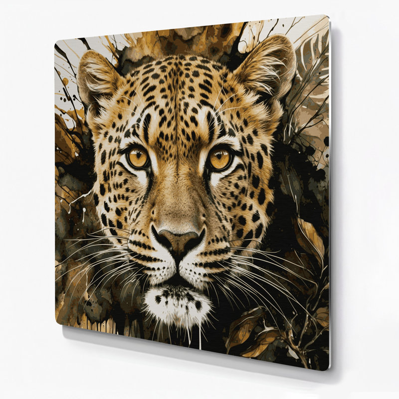 Faune léopard, art mural en métal brun, H 12 po x l 12 po