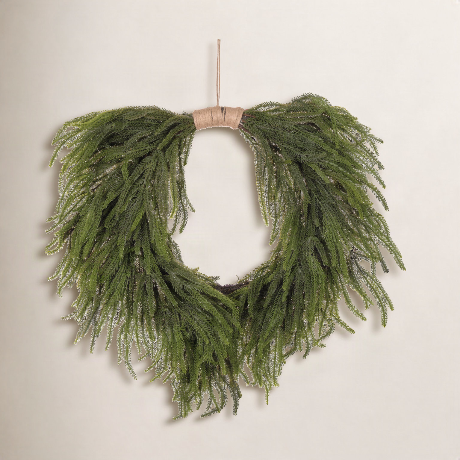 30" Green Norfolk Pine Wreath., 24" x 24"