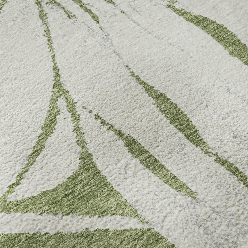 Premium Machine Washable Mayfield AMF2263 Floral Rug, 1'8" x 2'6", Green