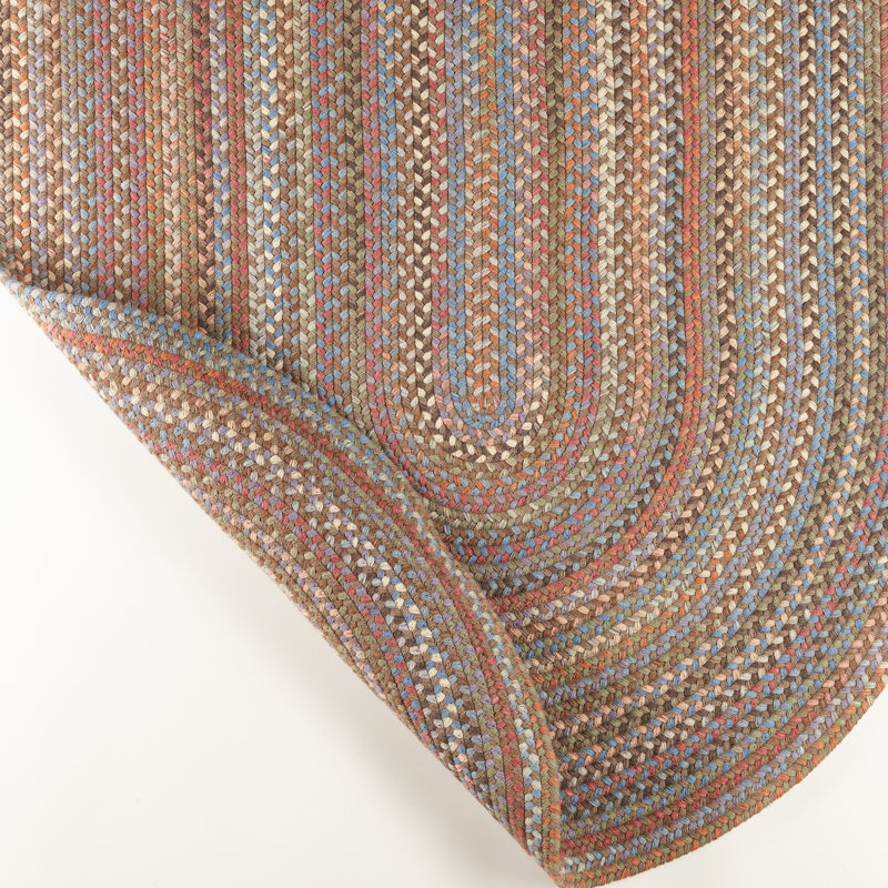 Tapis brun en laine tressé à la main Ekstrom, Ovale 5 pi x 8 pi