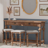 Ludin Brown Console Table With 3 Stools