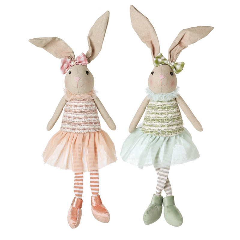 Pink & Blue Sitting Rabbits
