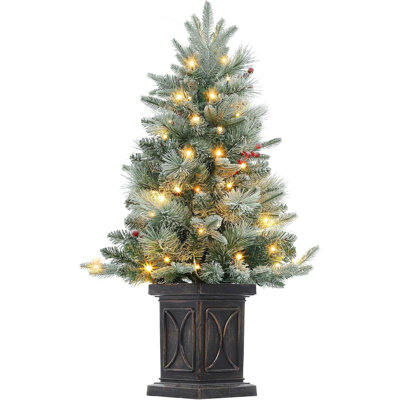 3 Ft Retro Base Tabletop Christmas Trees With 78 LED Lights And Retro Base