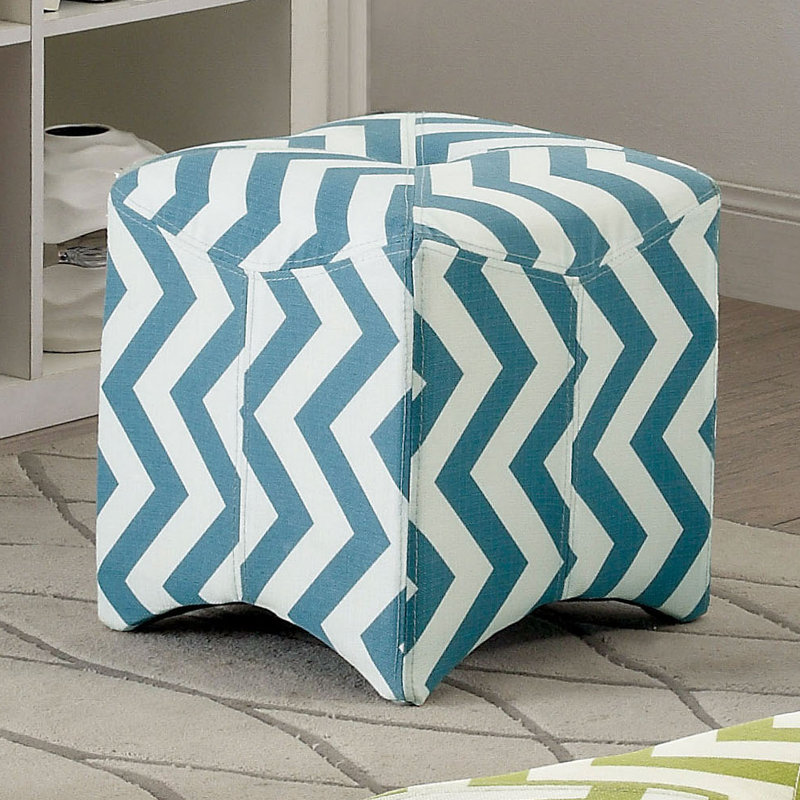 Baislee Upholstered Ottoman, Blue