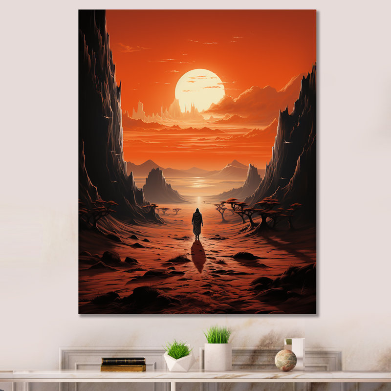 «Lonely Woman Walking In Desert I», Toile tendue, H 32 po x l 24 po x P 1 po
