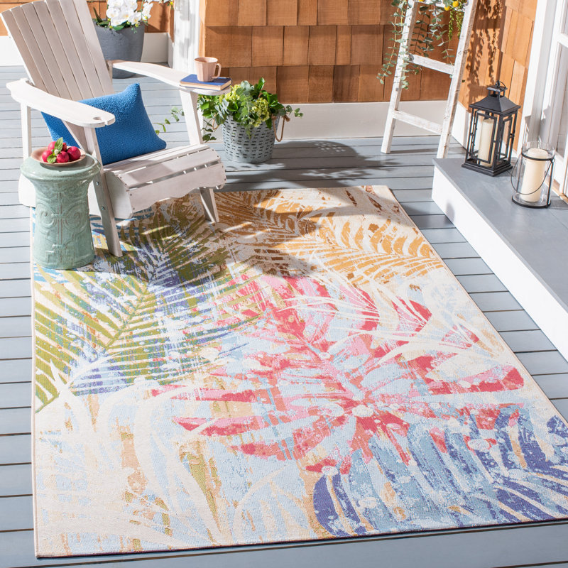 Tapis d'intérieur / extérieur à motif floral Liddle Performance, Rectangle 4 pi x 6 pi