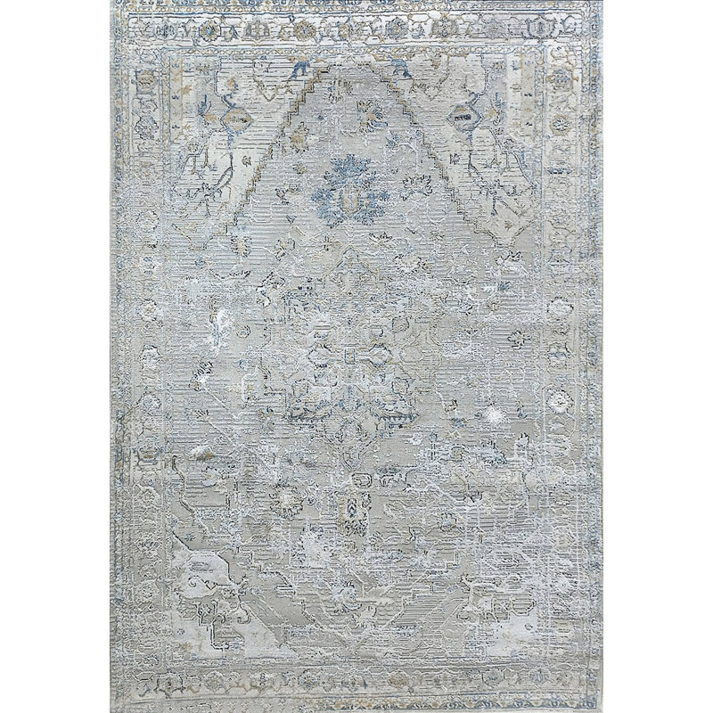 Highpoint 1067-195 Crème / gris / bleu, Rectangle 5 pi 2 po x 7 pi