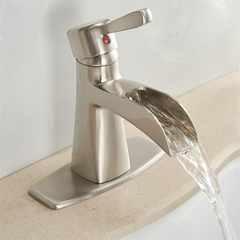 Single-Hole Single-handle Bathroom Faucet with Drain Assembly, Brushed Nickel