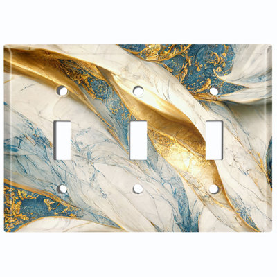 Metal Light Switch Plate Outlet Cover (Blue Marble Swirl Image - Single Toggle)