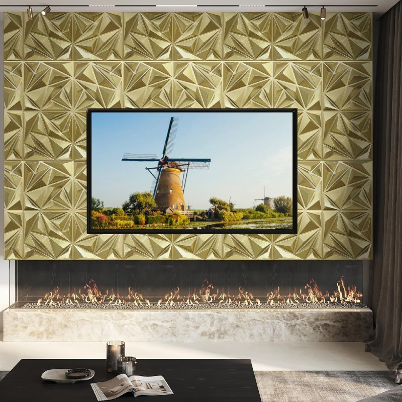 Paquet de 33 panneaux muraux 3D pour décoration murale intérieure, 12 x 12, or